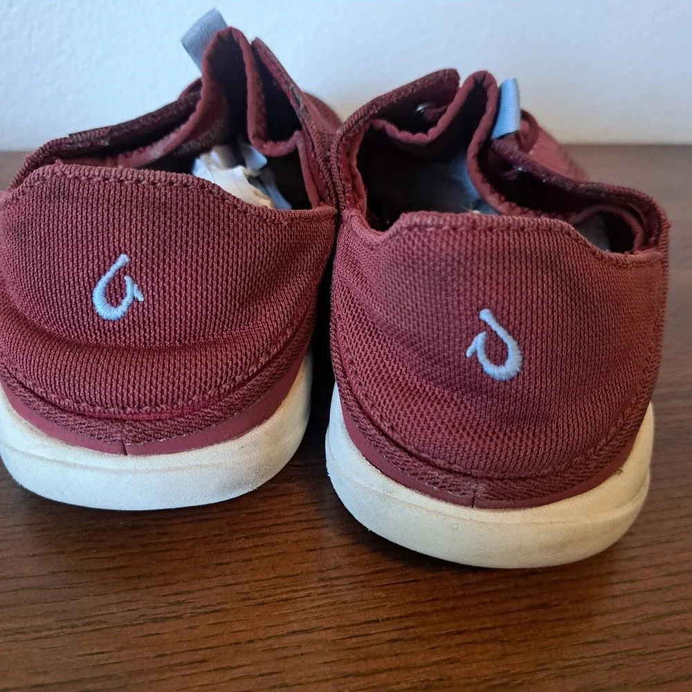 OluKai Moku Pae Mens 8.5 Burgundy Red Mesh Boat Shoes Sneakers 10472-12ZC